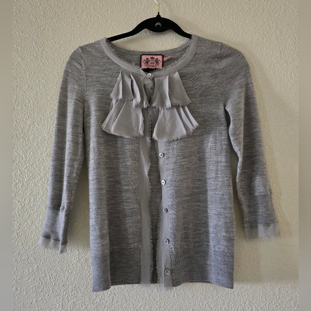 Juicy Couture Ruffle Merino Wool and Silk Cardigan